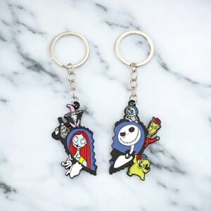 NEW Nightmare Before Christmas 2 Piece Keychain Sally & Skellington Heart Design